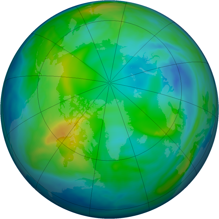 Arctic ozone map for 15 November 2005
